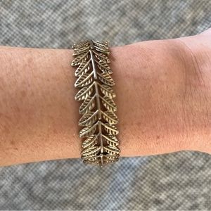 Leaf bangle bracelet. Gold costume jewellery